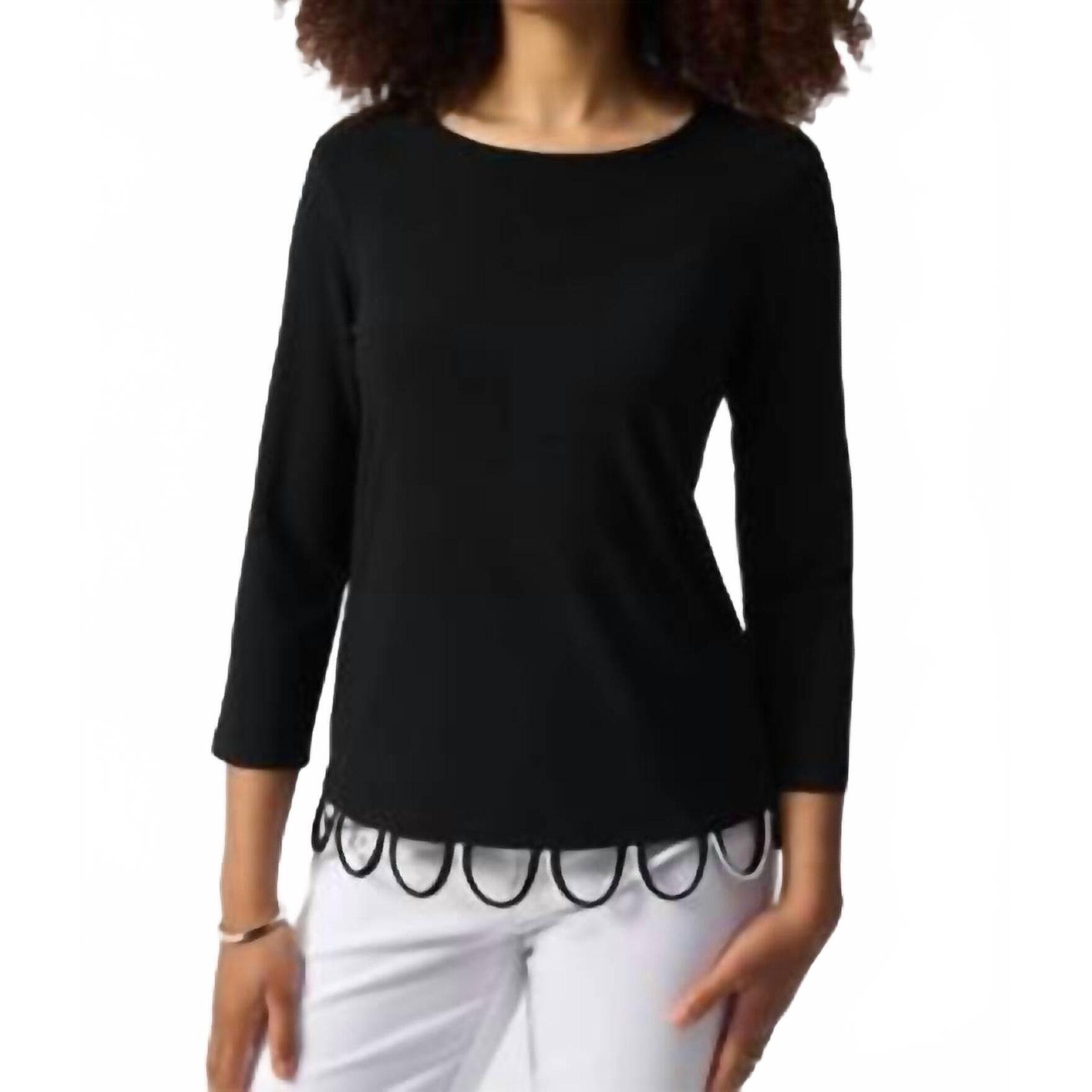 New Joseph Ribkoff Loop Detail Top In Black